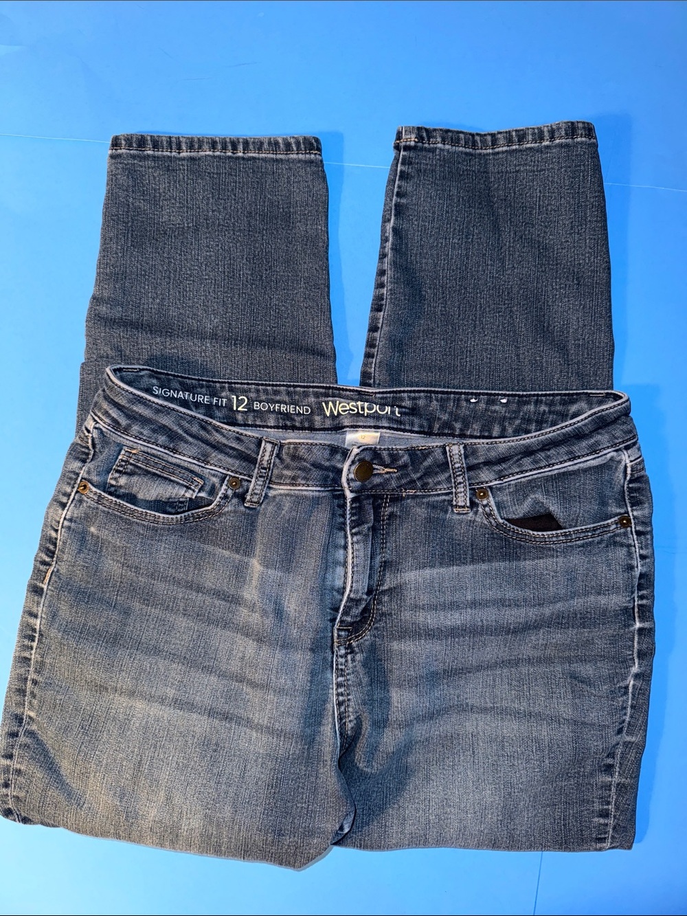 Westport Women’s Boyfriend Jeans in Faded Blue Sz 12
